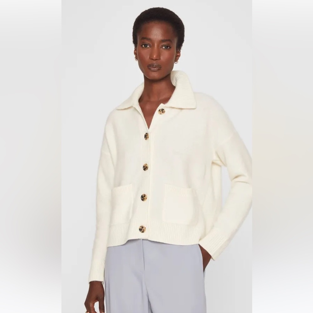 NWOT - CLUB MONACO BOILED CASHMERE CARDIGAN - CRÈME
